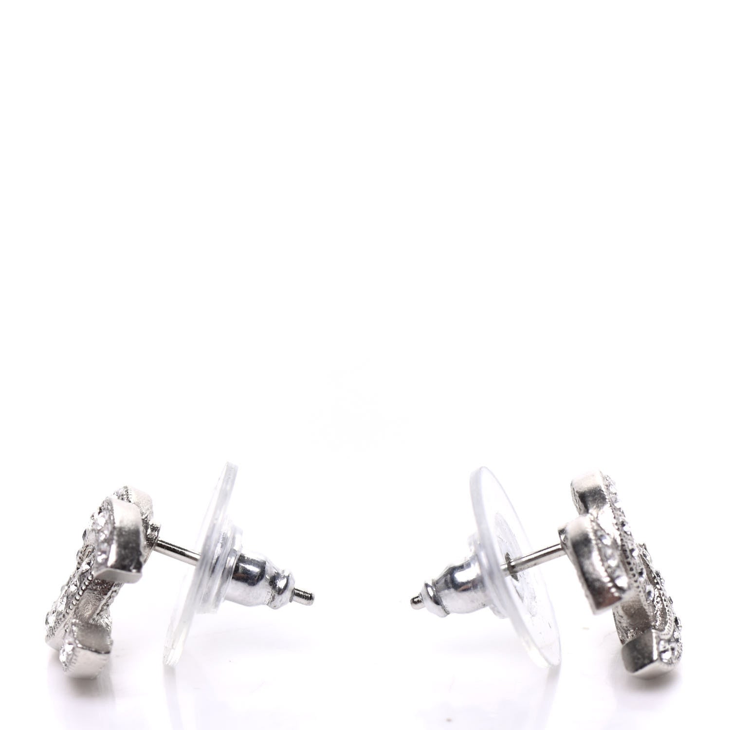 Chanel Crystal Mini Timeless CC Earrings Silver 2 of 3
