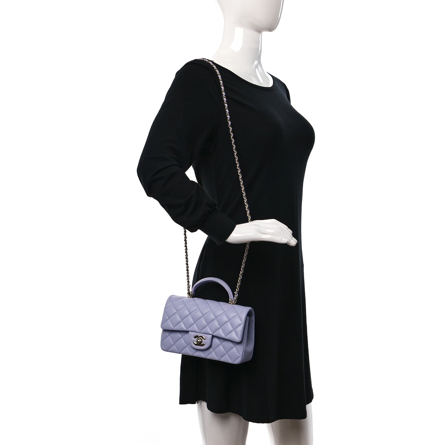 Chanel Lambskin Quilted Mini Top Handle Rectangular Flap Light Purple 2 of 10