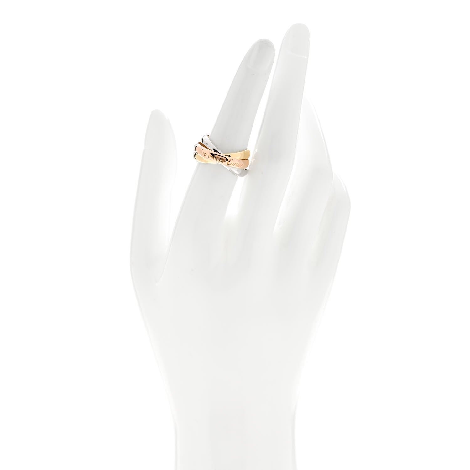 Cartier 18K Pink Yellow White Gold Classic Les Must De Cartier Trinity Ring 55 7.25 2 of 6