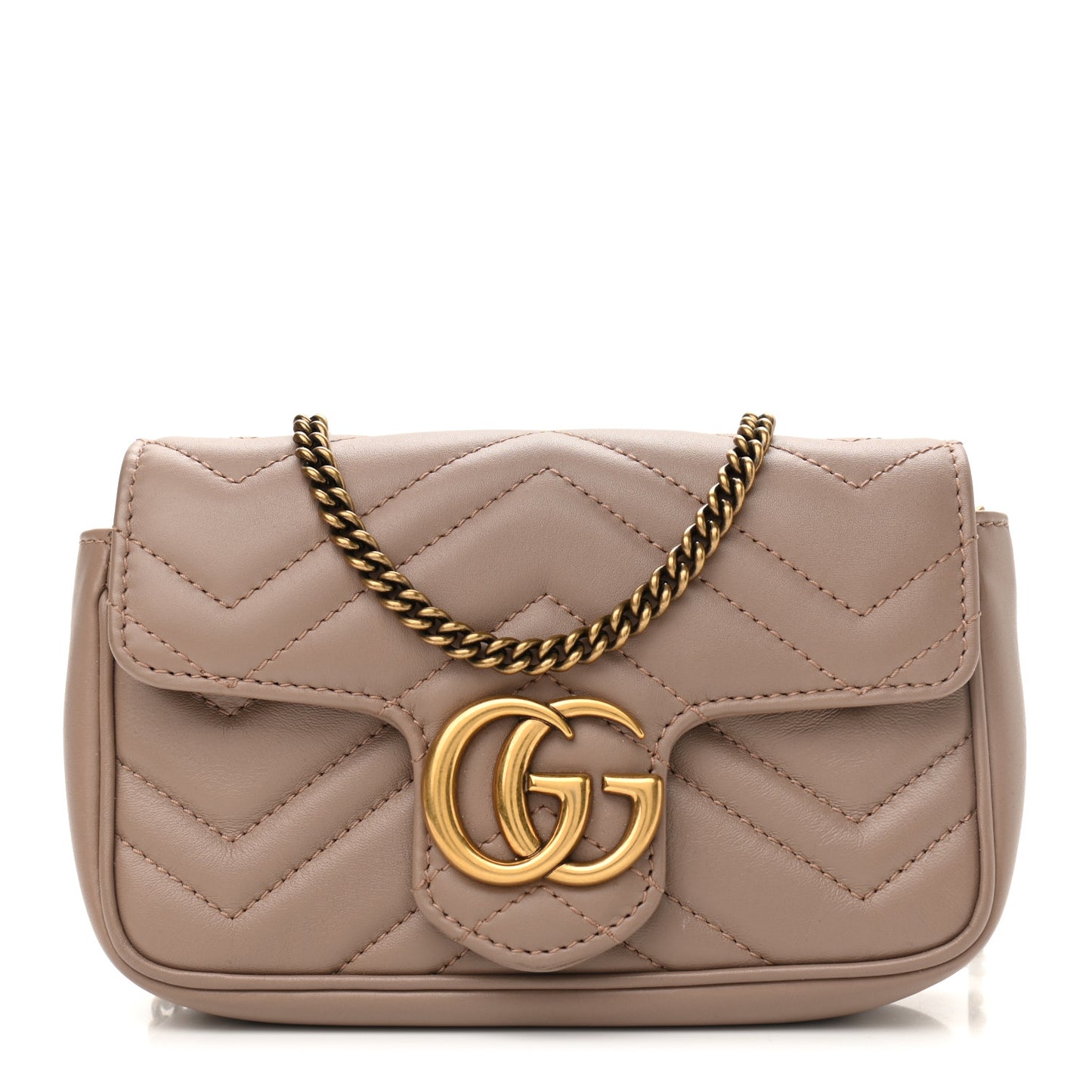 Calfskin Matelasse Super Mini GG Marmont Shoulder Bag Porcelain Rose