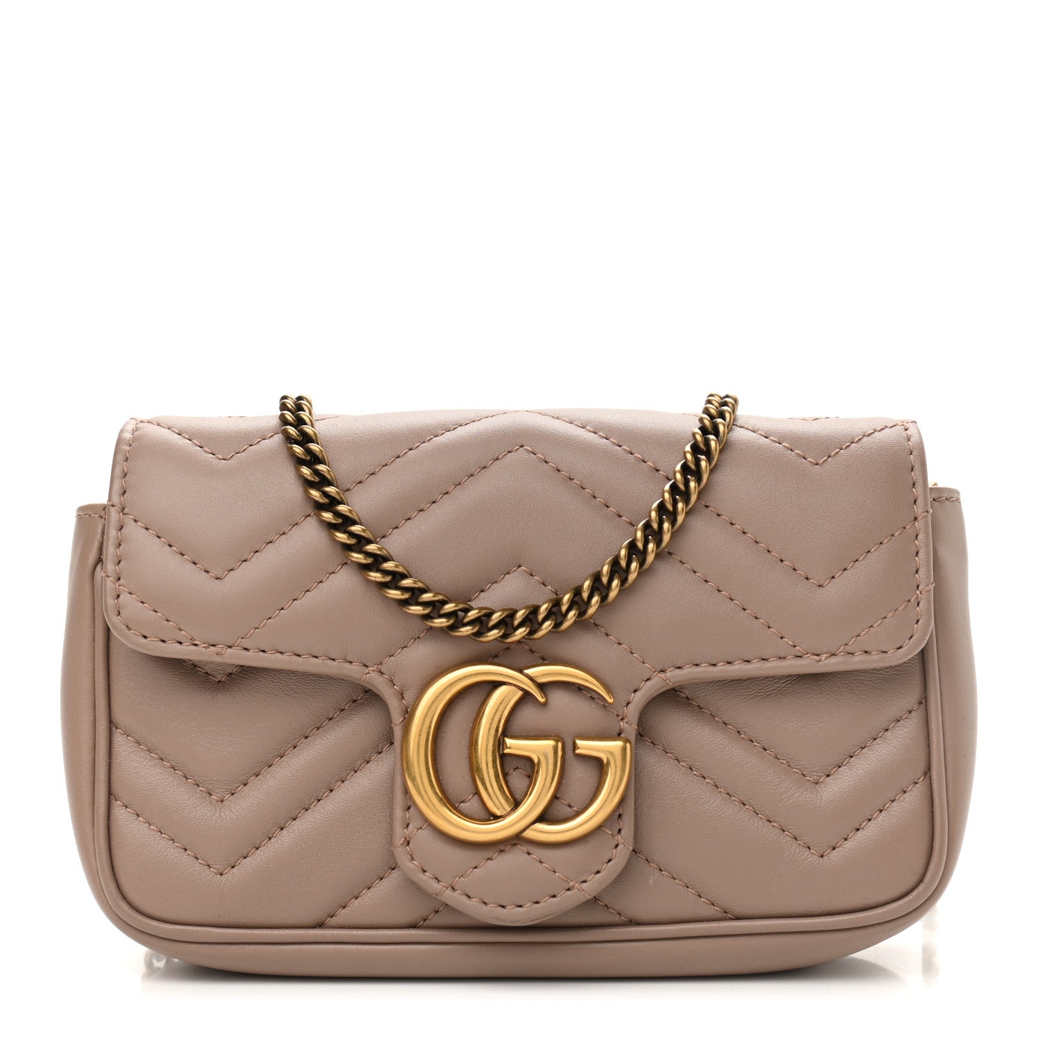Gucci Calfskin Matelasse Super Mini GG Marmont Shoulder Bag Porcelain Rose 1 of 11