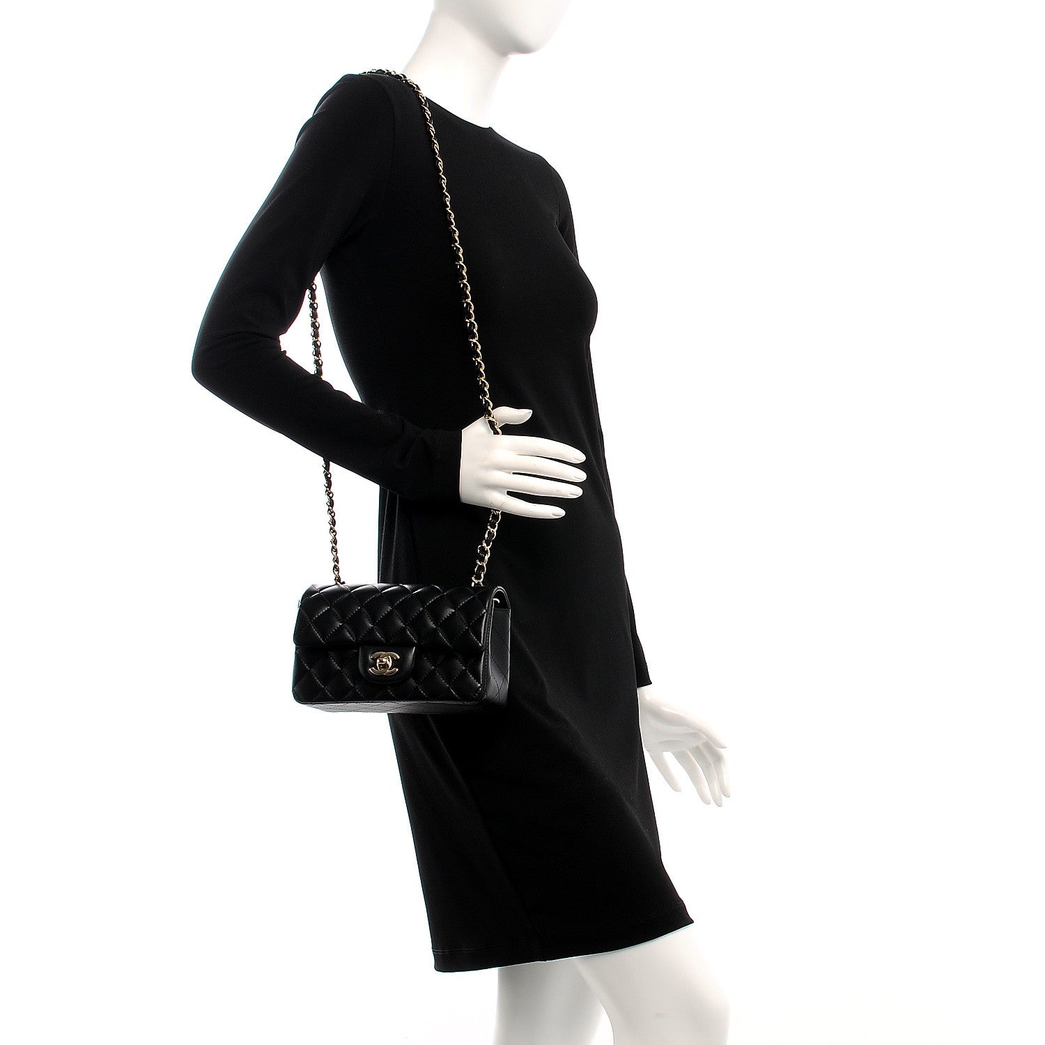 Chanel Lambskin Quilted Mini Rectangular Flap Black 2 of 8