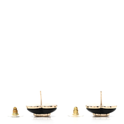 Chanel Lambskin CC Heart Earrings Black Gold 3 of 4