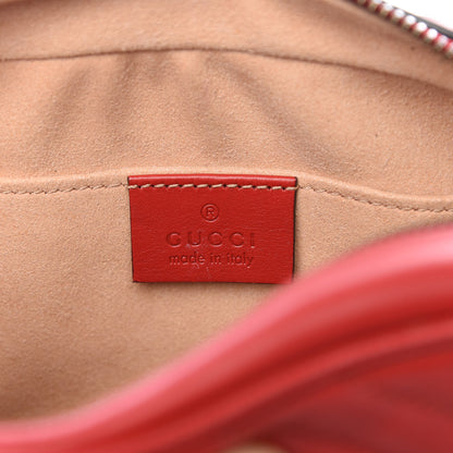 Gucci Calfskin Matelasse Mini GG Marmont Chain Shoulder Bag Hibiscus Red 5 of 8