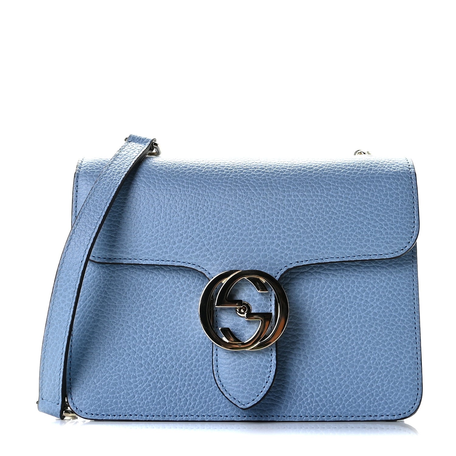 Gucci Dollar Calfskin Small Interlocking G Shoulder Bag Mineral Blue 1 of 9