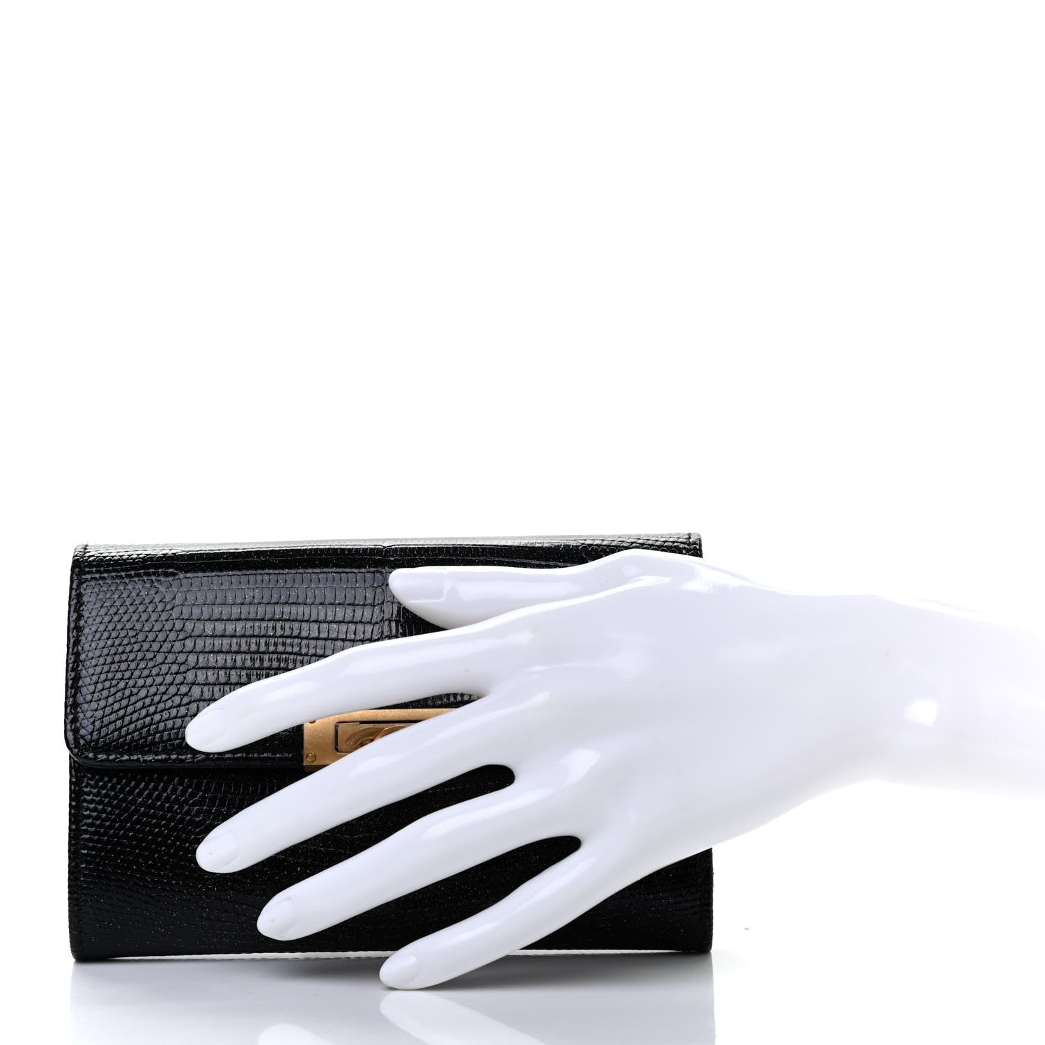 Chanel Lizard Small Golden Class Flap Wallet Black 2 of 7