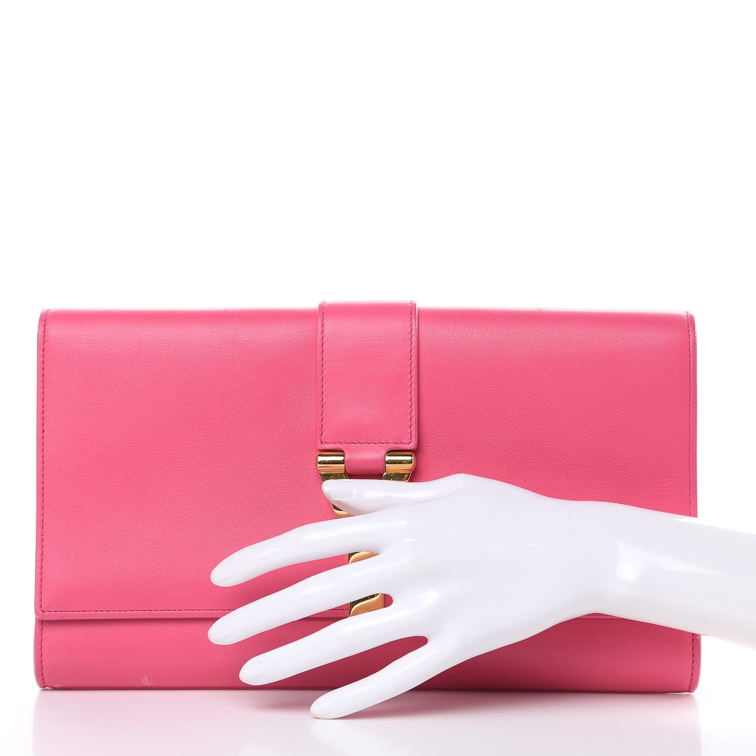 Saint Laurent Calfskin Classic Y Ligne Clutch Pink 2 of 16