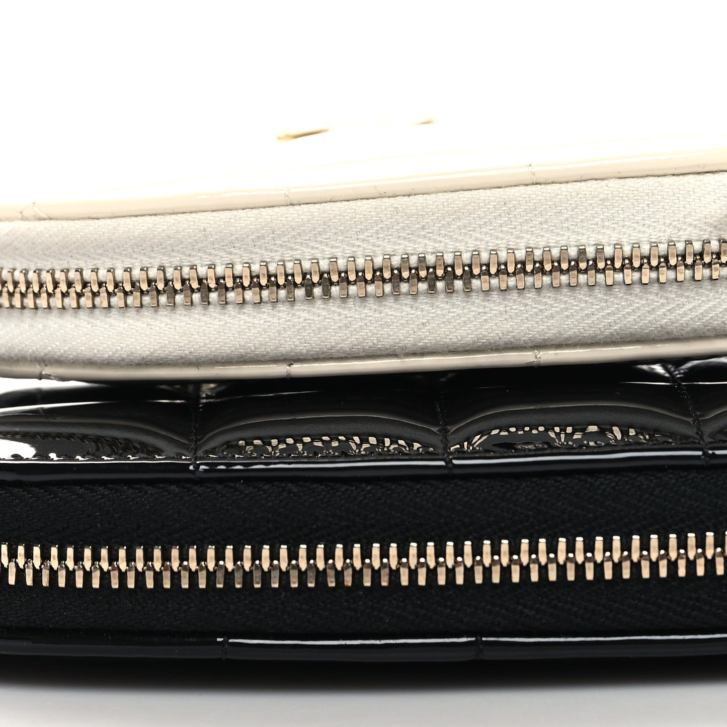 Patent Calfskin Resin Quilted CC Heart Clutch With Chain Black