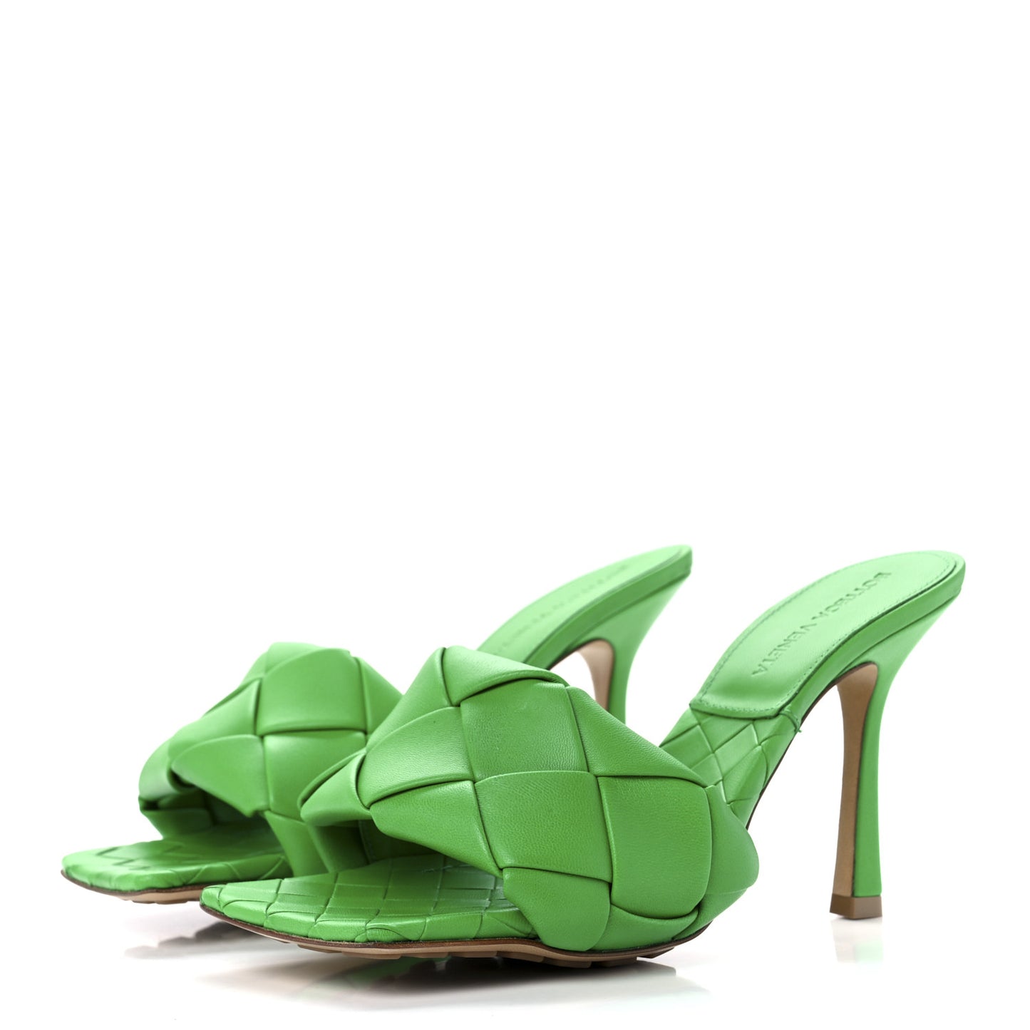 Nappa Maxi Intrecciato Lido 90mm Mule Sandals 37.5 Grass