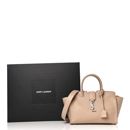 Saint Laurent Calfskin Crocodile Embossed Baby Monogram Downtown Cabas Dark Beige 13 of 14
