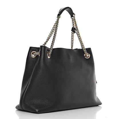 Gucci Pebbled Calfskin Medium Soho Chain Shoulder Bag Black 3 of 12