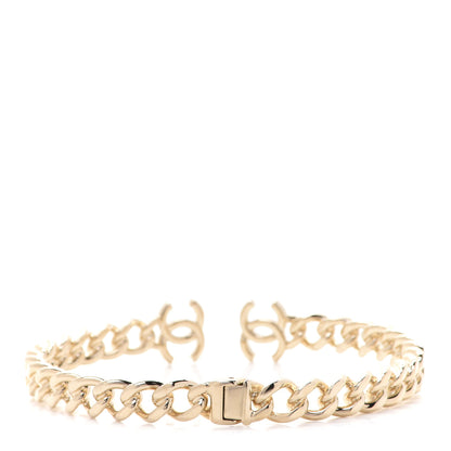 Chanel Metal CC Chain Link Choker Necklace L Gold 3 of 7