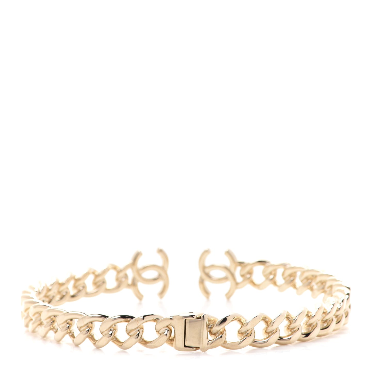 Metal CC Chain Link Choker Necklace L Gold