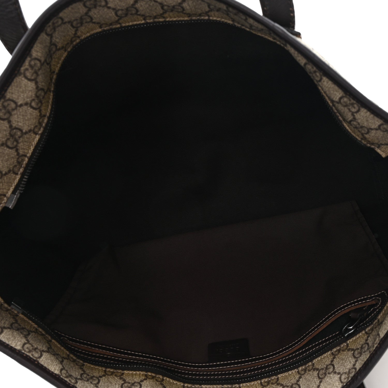 Gucci GG Supreme Monogram Medium Zippered Shopping Tote Dark Brown 5 of 10