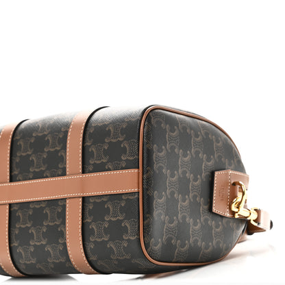 Celine Triomphe Canvas Calfskin Medium Boston Bag Tan 10 of 10