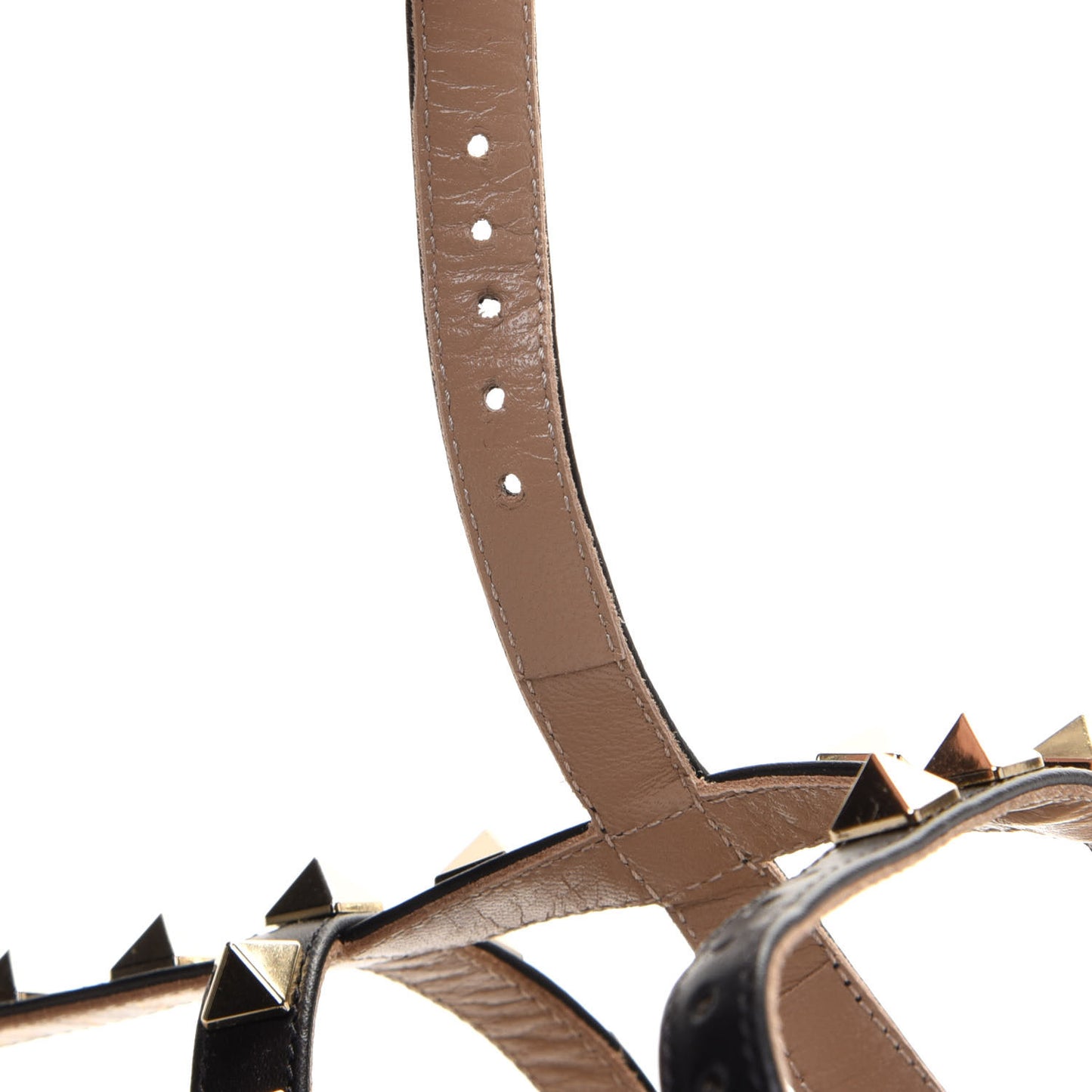 Calfskin Rockstud Ankle Wrap Flat Thong Sandals 37 Black