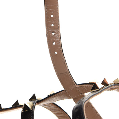 Valentino Garavani Calfskin Rockstud Ankle Wrap Flat Thong Sandals 37 Black 9 of 9
