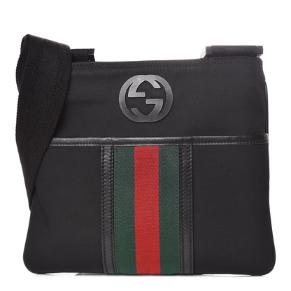 Gucci Nylon Web Interlocking G Messenger Bag Black 1 of 10