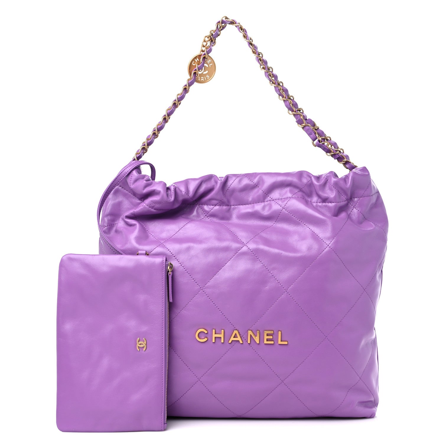 Chanel Shiny Calfskin Quilted Chanel 22 Purple 1 of 10