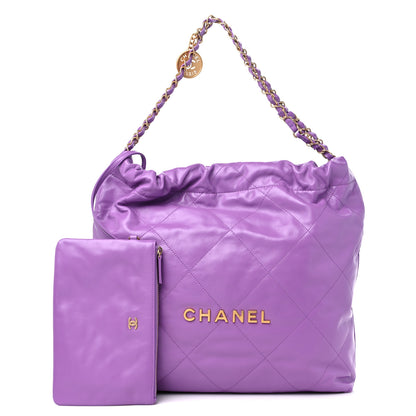 Chanel Shiny Calfskin Quilted Chanel 22 Purple 1 of 10