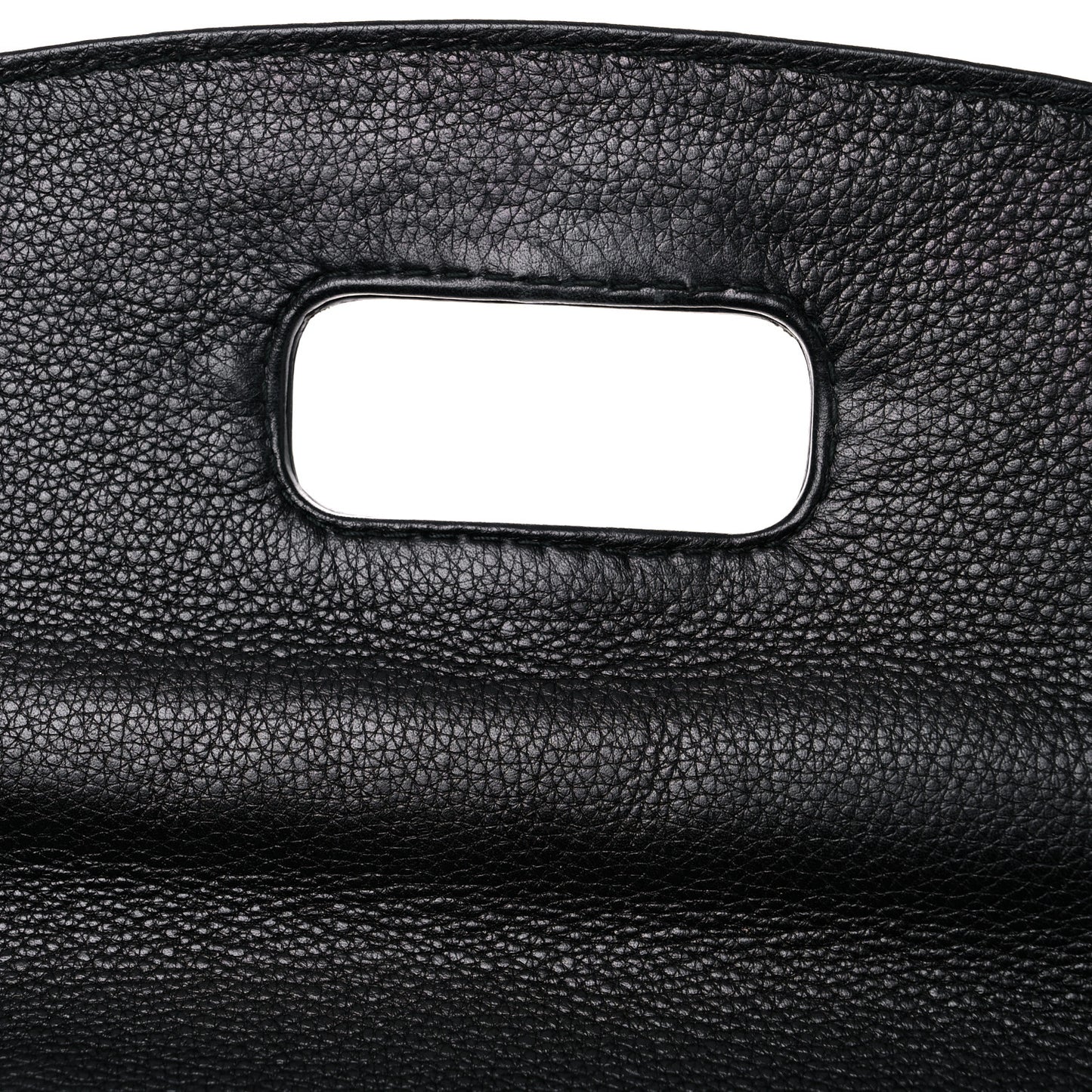Calfskin Large New Bamboo Top Handle Bag Black