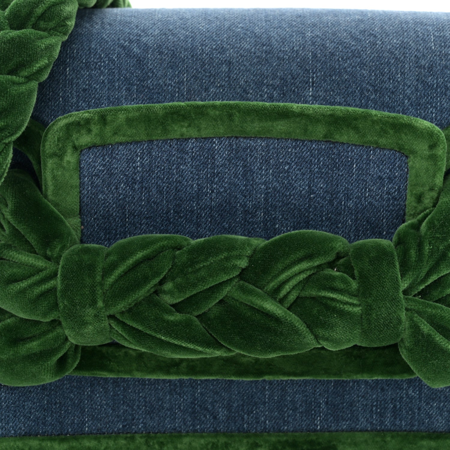 Miu Miu Denim Velvet Tresse Shoulder Bag Blue Green 8 of 10