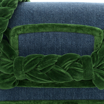 Miu Miu Denim Velvet Tresse Shoulder Bag Blue Green 8 of 10