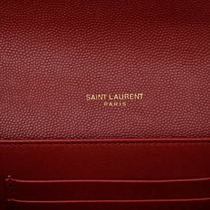 Saint Laurent Grain De Poudre Monogram Cassandra Chain Wallet Opyum Red 6 of 14
