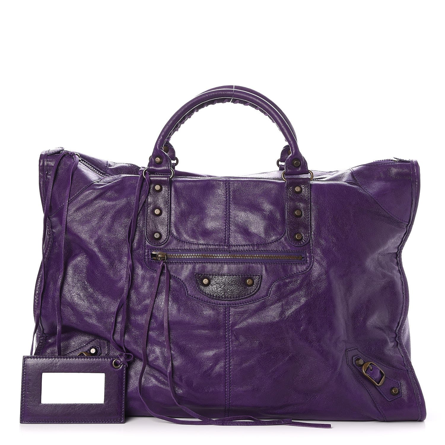 Balenciaga Agneau Classic Hardware Weekender Eggplant 1 of 7