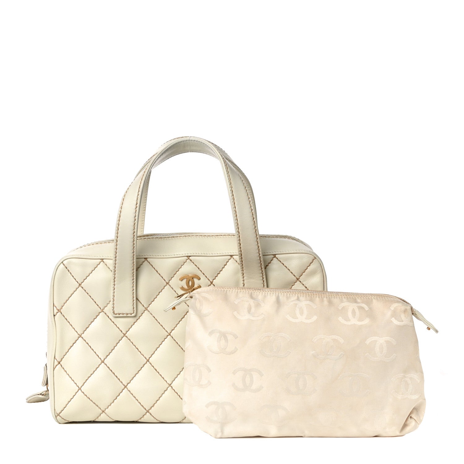 Chanel Calfskin Wild Stitch Top Handle Bag White 1 of 24
