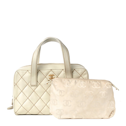 Chanel Calfskin Wild Stitch Top Handle Bag White 1 of 24