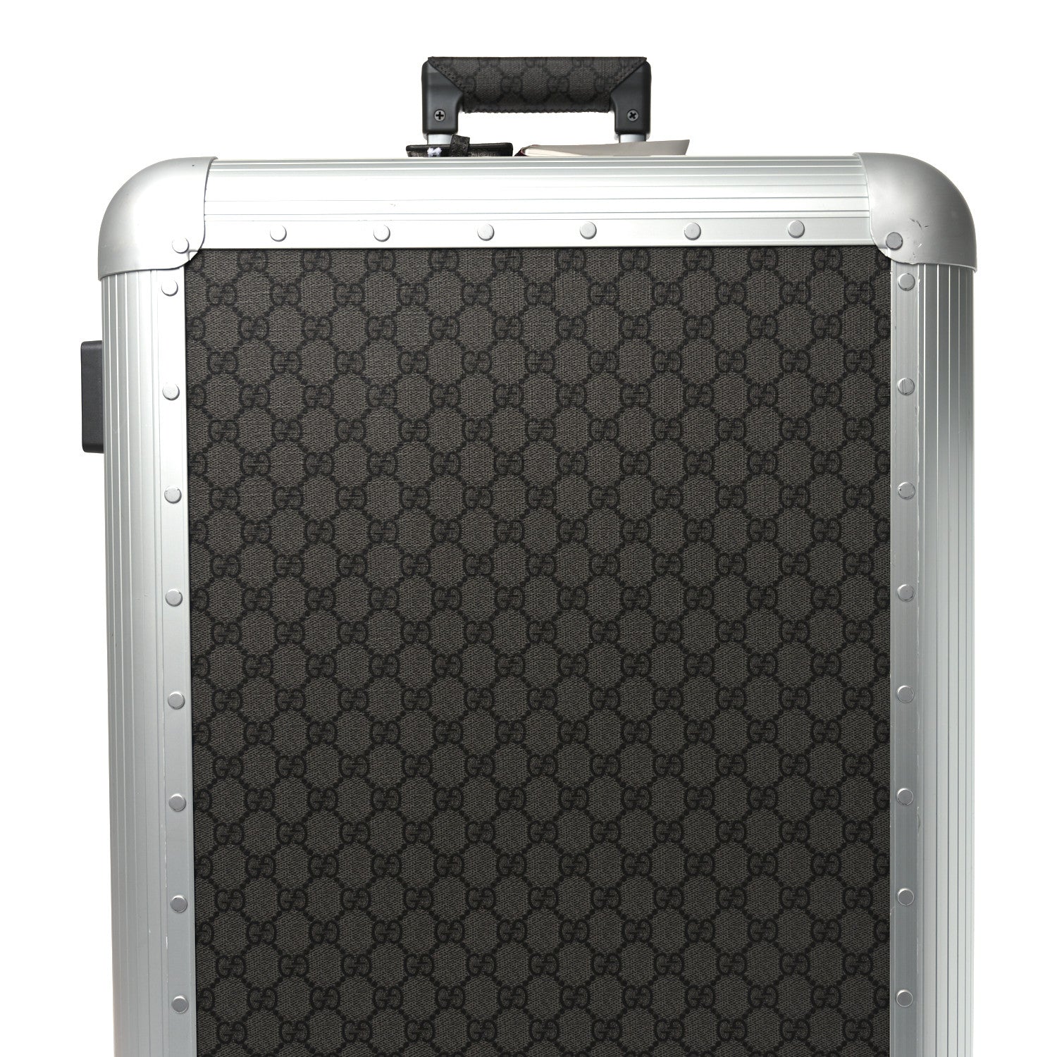 Gucci GG Supreme Monogram Aluminium Porter Medium Trolley Suitcase Silver Grey Black Graphite Grey 6 of 9
