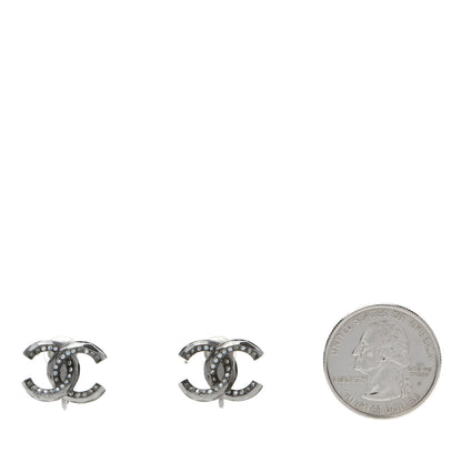Chanel Crystal CC Clip on Earrings Ruthenium 2 of 4