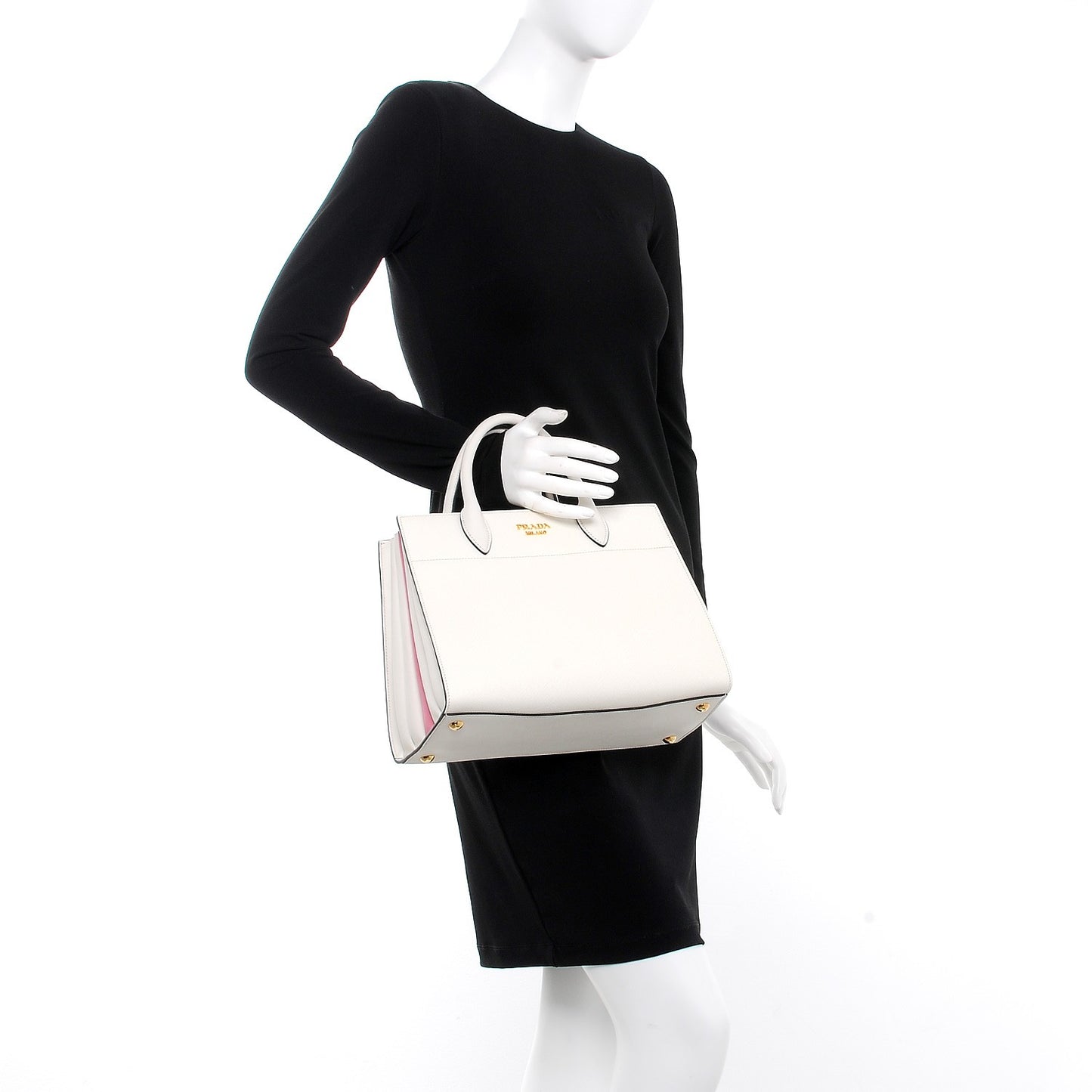 Saffiano City Calf Bibliotheque Bag White Begonia