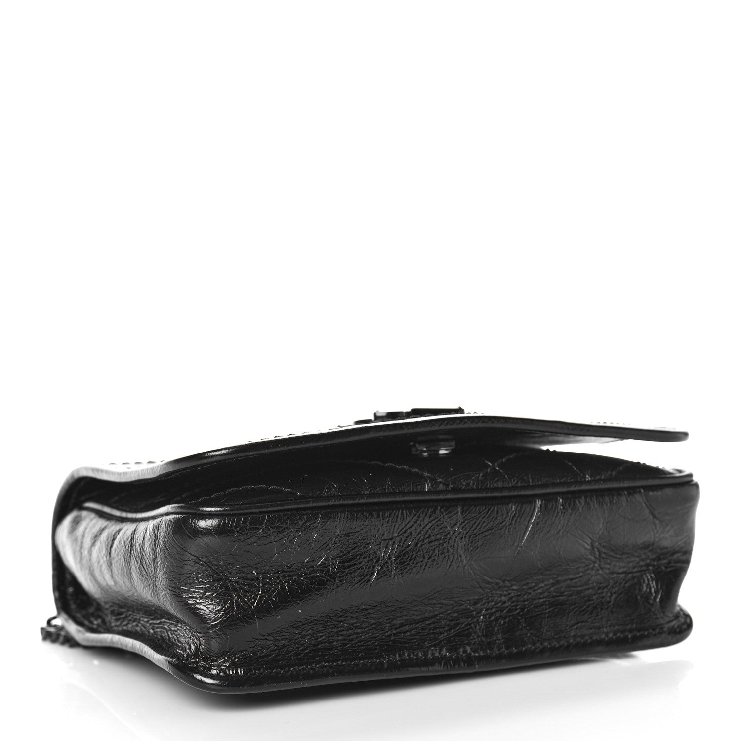 Saint Laurent Crinkled Calfskin Matelasse Monogram Niki Chain Wallet Black 4 of 9