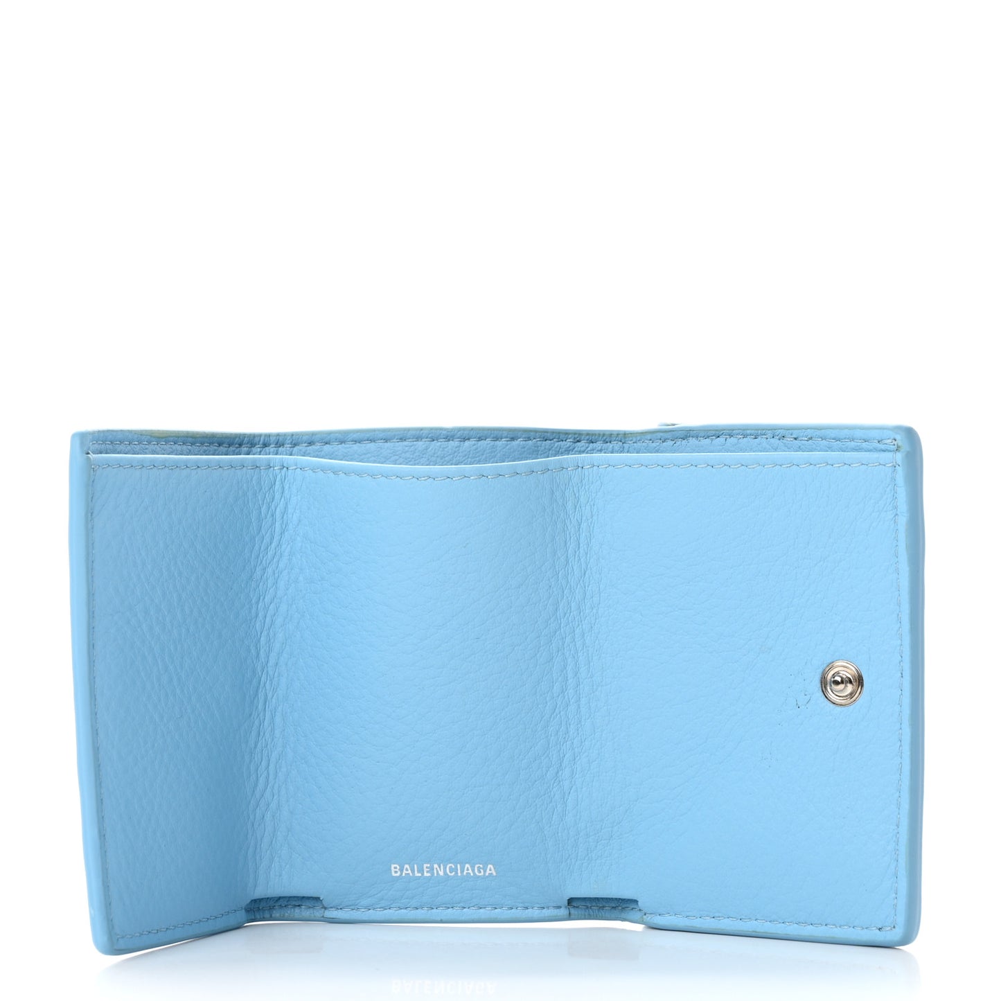 Calfskin Mini Papier Wallet Light Blue