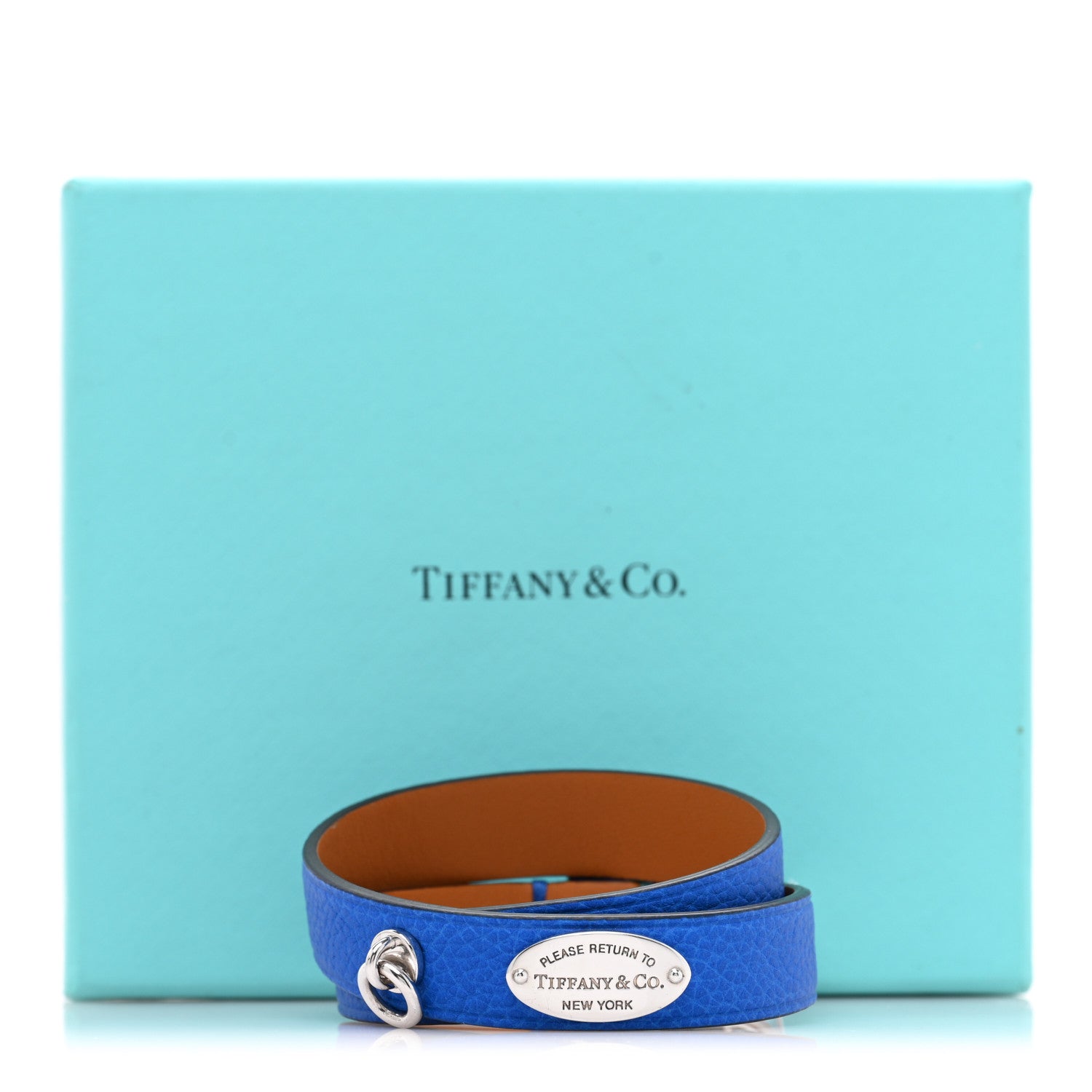 Tiffany Sterling Silver Leather Return to Tiffany Single Wrap Bracelet Cobalt Blue 4 of 4