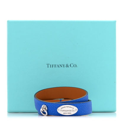 Tiffany Sterling Silver Leather Return to Tiffany Single Wrap Bracelet Cobalt Blue 4 of 4