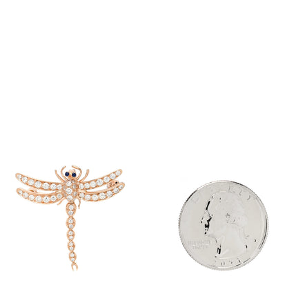 Tiffany 18K Rose Gold Diamond Blue Sapphire Dragonfly Brooch Pin 2 of 5