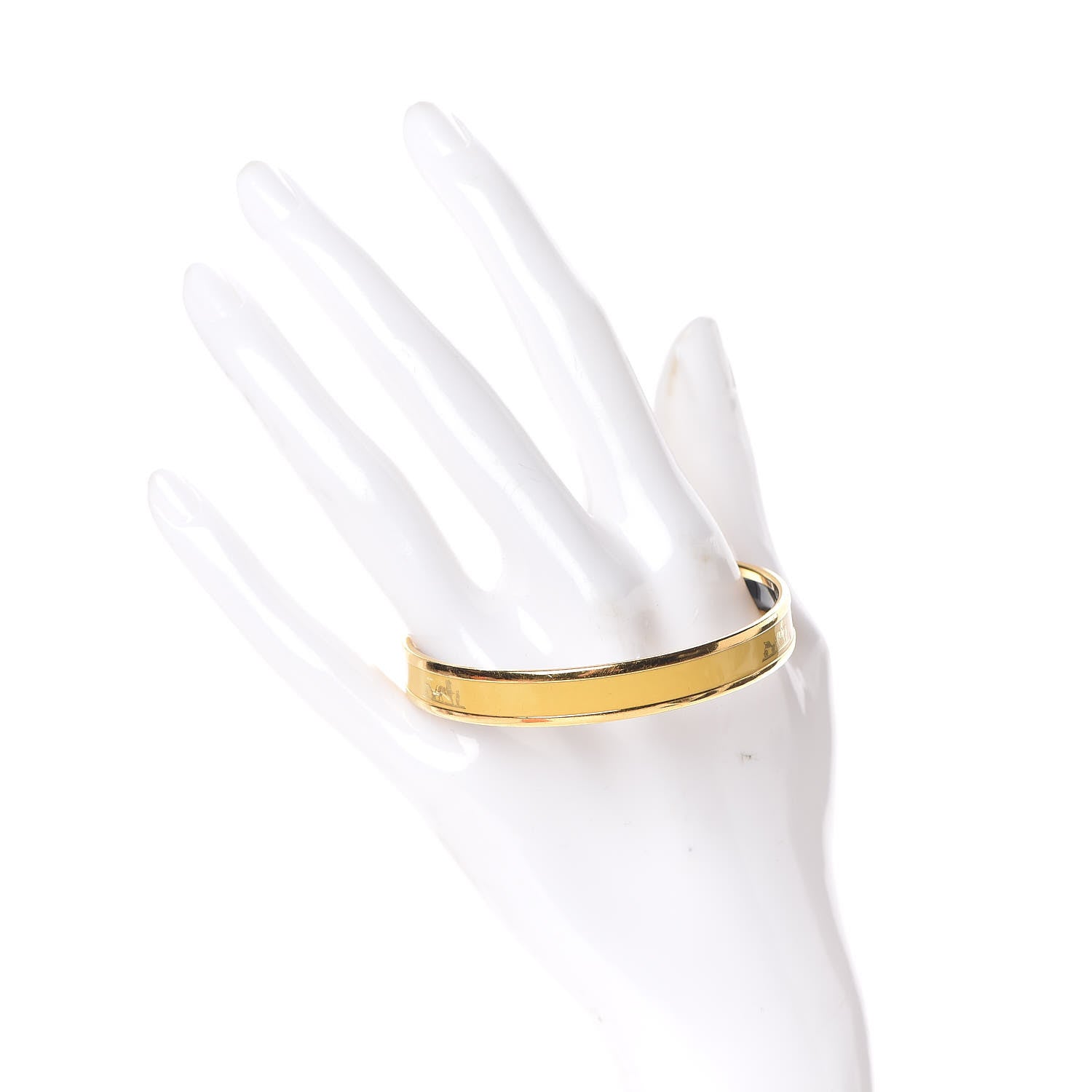 Hermes Enamel Printed Narrow Caleche Bracelet 65 Yellow 2 of 6