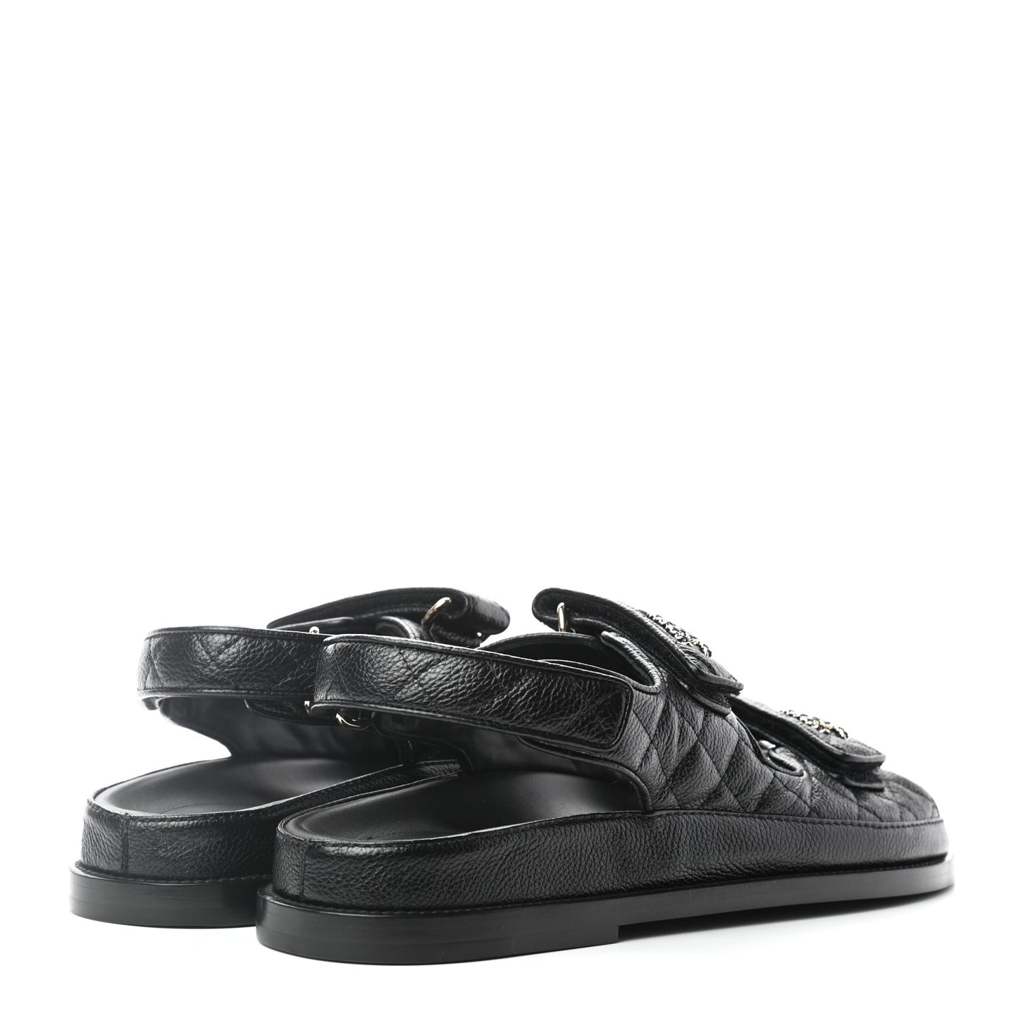 Grained Calfskin Velcro Dad Sandals 39.5 Black