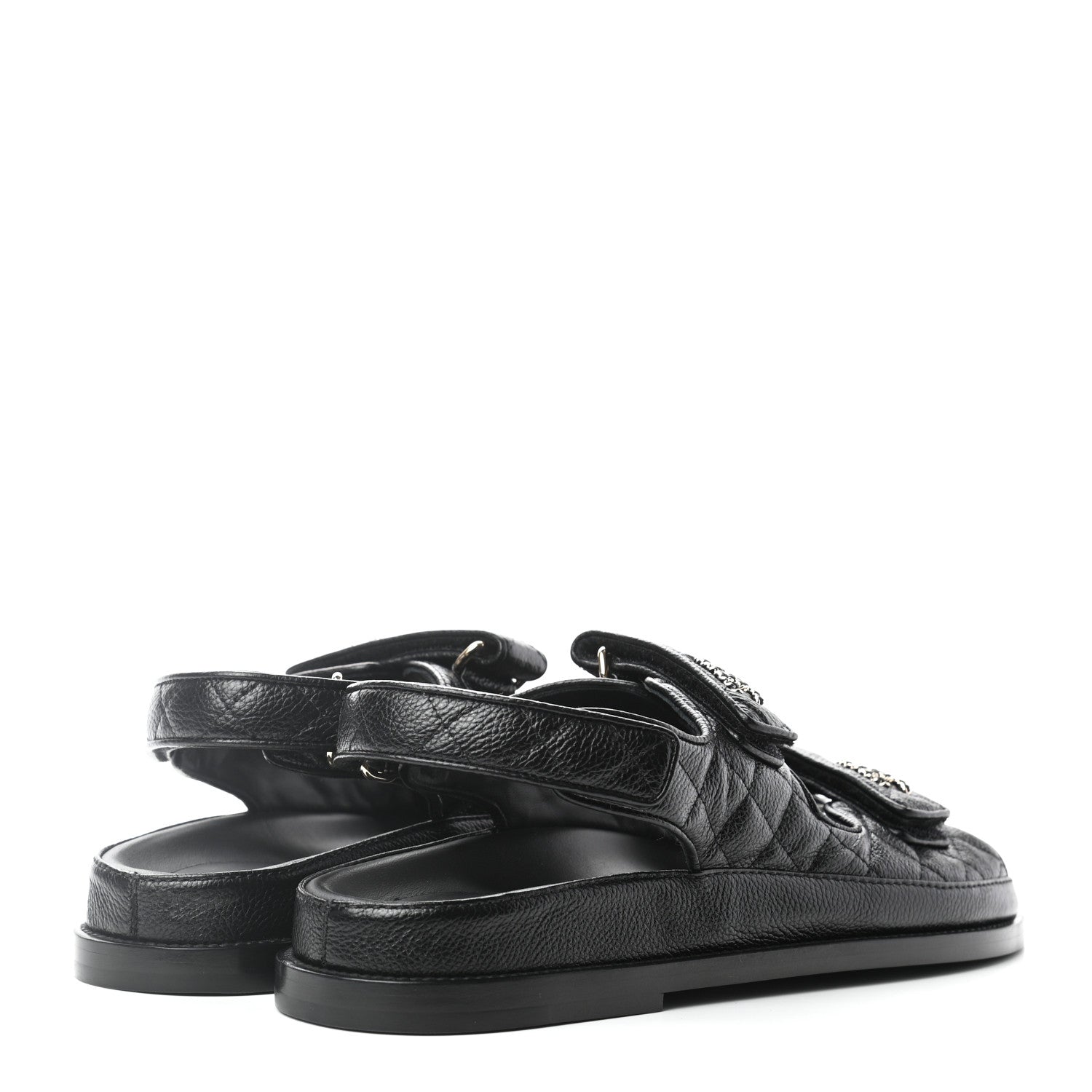 Chanel Grained Calfskin Velcro Dad Sandals 39.5 Black 4 of 8