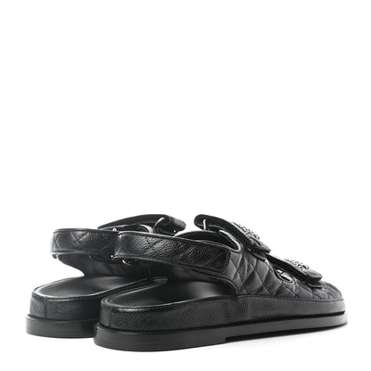 Chanel Grained Calfskin Velcro Dad Sandals 39.5 Black 4 of 8