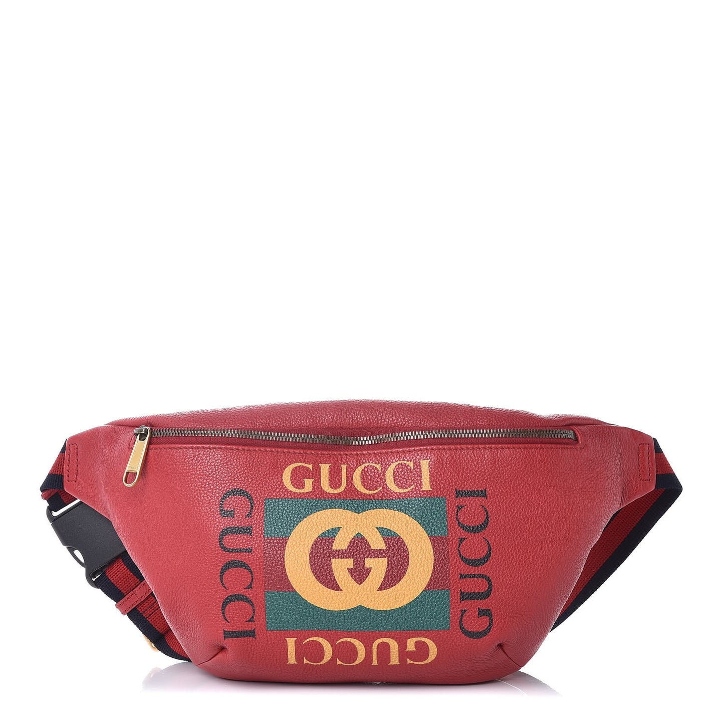 Grained Calfskin Logo Belt Bag Hibiscus Red