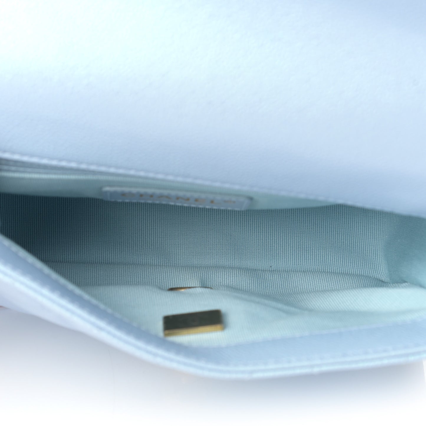 Iridescent Caviar Quilted Mini My Perfect Flap Light Blue