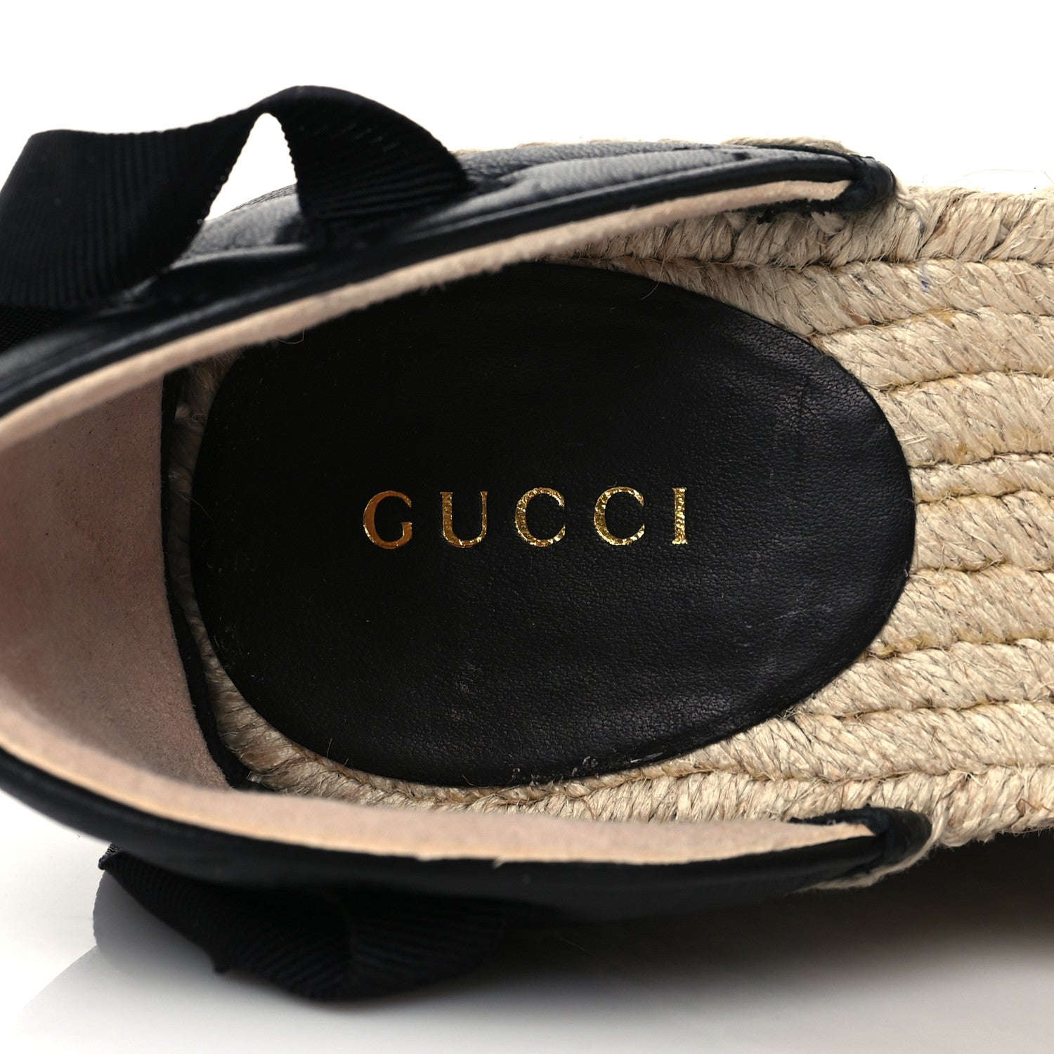 Gucci Nappa Matelasse GG Marmont Ankle Wrap Platform 35/120mm Espadrille Wedges 40 Black 7 of 8