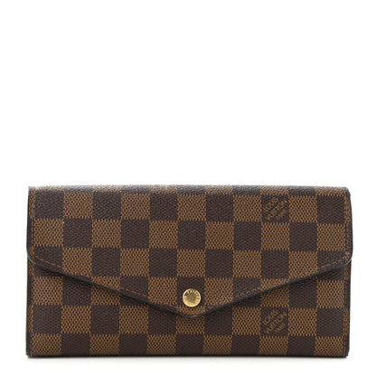 Louis Vuitton Damier Ebene Sarah Wallet NM Rose Ballerine 1 of 7