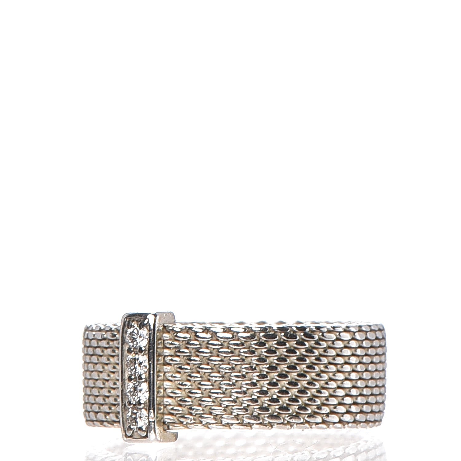 Tiffany Sterling Silver Diamond Somerset Mesh Ring 51 5.75 3 of 5