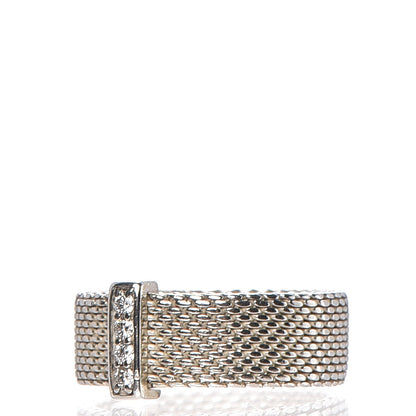 Tiffany Sterling Silver Diamond Somerset Mesh Ring 51 5.75 3 of 5