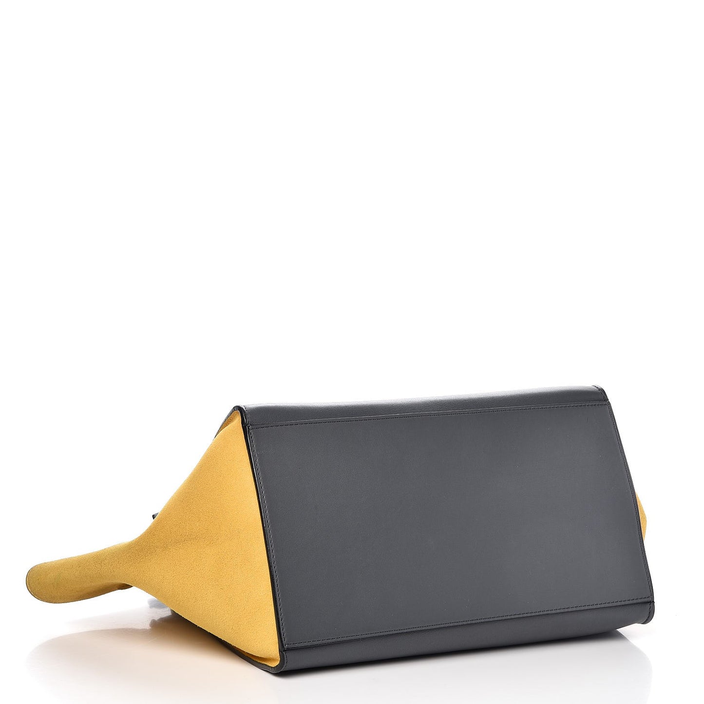 Smooth Calfskin Suede Medium Tri-Color Trapeze Yellow
